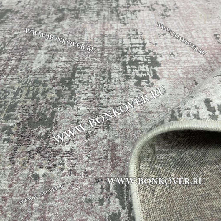 Современный Ковер из АртШелка Бледнорозовый с Серым 04